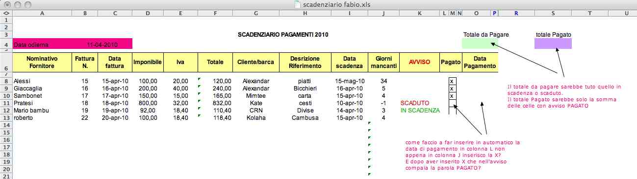 SCARICARE SCADENZIARIO